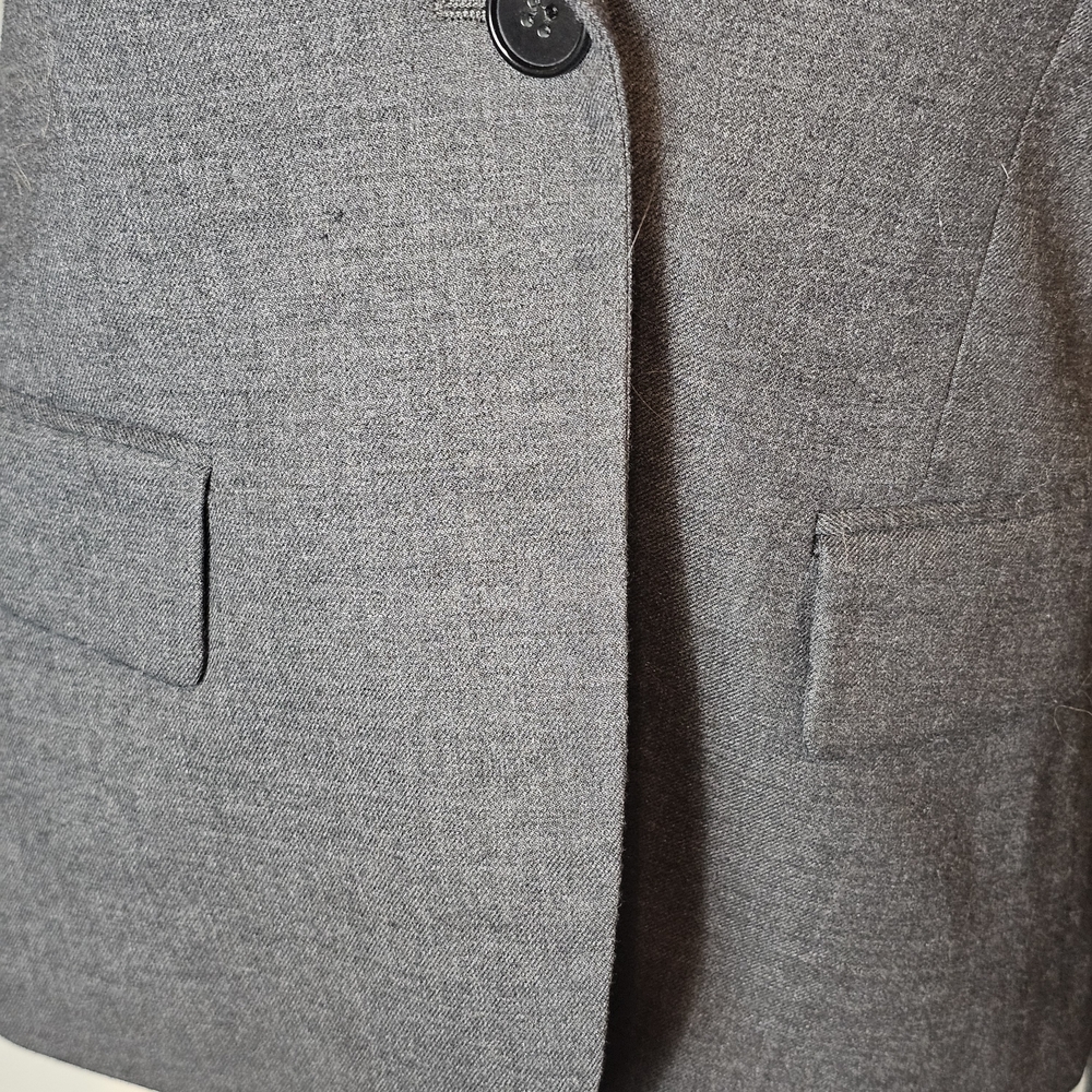 Theory Tailored Single-Button Blazer Women's Size 8 Gray Professional Wool Blend - Picture 6 of 14